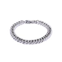 Tíotáiniam Cruach Bracelet, Cruach Tíotáiniam, snasta, unisex & slabhra colbha, airgid, 8mm, Fad 18 cm, Díolta De réir PC