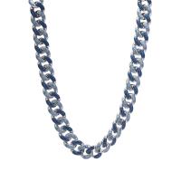 Zinc Alloy Chain halskæde, med emalje, sølvfarvet forgyldt, Unisex & forskellig størrelse for valg & bremse kæde, blå, 13mm, Længde Ca. 46 cm, Solgt af PC