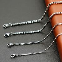 Rozsdamentes acél Nekclace Chain, Stainless Steel, DIY & különböző méretű a választás & box lánc, az eredeti szín, Által értékesített PC