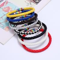 Pulseras de Cordón de PU, Cuero de PU, con aleación de zinc, pulsera trenzada & unisexo, más colores para la opción, longitud aproximado 8.66 Inch, Vendido por UD