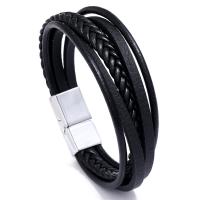 PU Cord Armband, med Zink Alloy, flerskikts & Unisex, fler färger för val, Längd Ca 8.1 inch, Säljs av PC