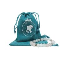 velours de coton Sac drawstring, bleu turquoise, 70x90mm, 100PC/lot, Vendu par lot