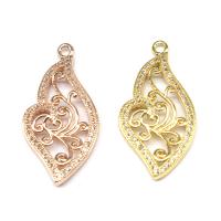 Cubic Zirconia Micro Pave bronze Pingente, cobre, Folha, micro pavimento em zircônia cúbica, Mais cores pare escolha, 29x15x3mm, vendido por PC