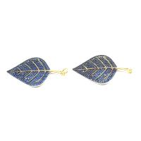 Cubic Zirconia Micro Pave Brass Pendant Leaf micro pave cubic zirconia blue Sold By PC