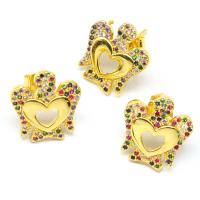 Cubic Zirconia Micro Pave Brass Earring micro pave cubic zirconia & for woman golden Sold By Pair