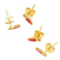 Goujon Laiton, Carotte, pour femme & émail, couleurs mélangées, 13x9x3mm, Vendu par paire