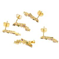 Cubic Zirconia Micro Pave Brass Earring micro pave cubic zirconia & for woman golden Sold By Pair