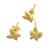 Cubic Zirconia Micro Pave Brass Earring Butterfly micro pave cubic zirconia & for woman golden Sold By Pair