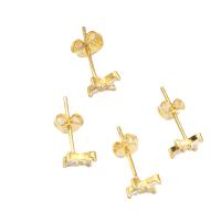 Cubic Zirconia Micro Pave Brass Earring micro pave cubic zirconia & for woman golden Sold By Pair