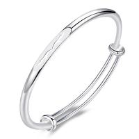 laiton bracelet ordinaire, Placage de couleur argentée, Réglable & pour femme, argent, protéger l'environnement, sans nickel, plomb et cadmium, Longueur Environ 17 cm, Vendu par PC