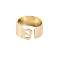 Messing Cuff fingerring, Letter B, forgyldt, Unisex, flere farver til valg, nikkel, bly & cadmium fri, 30mm, Solgt af PC