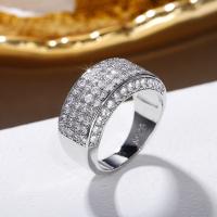 Cubi Circonia Micro Pave anello in ottone, unisex & Micro spianare cubic zirconia, argento, 10.50mm, Venduto da PC