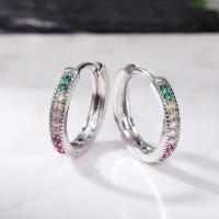 Orecchini cerchietti Hoop ottone, Micro spianare cubic zirconia & per la donna, multi-colore, 17mm, Venduto da PC