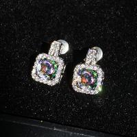 Cubic Zirconia Micro Pave Brass Earring micro pave cubic zirconia & for woman Sold By Pair