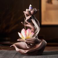 Backflow Incense Burner Purple Clay plated for home and office & durable & with LED light Sold By PC