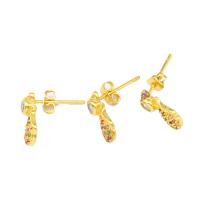 Cubic Zirconia Micro Pave Brass Earring micro pave cubic zirconia & for woman golden Sold By Pair