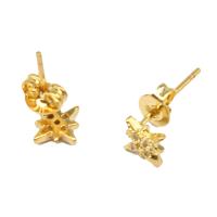 Boucles d'oreilles en laiton zircon cubique pavent, pavé de micro zircon & pour femme, doré, 13x7x7mm, Vendu par paire