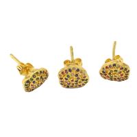 Cubic Zirconia Micro Pave Brass Earring Flower micro pave cubic zirconia & for woman golden Sold By Pair