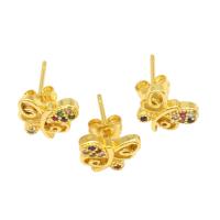 Cubic Zirconia Micro Pave Brass Earring Butterfly micro pave cubic zirconia & for woman golden Sold By Pair