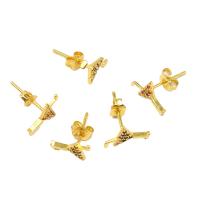 Ciúbach Zirconia Micrimhilseogra réiteodh Earring Prás, Corn, micrea réiteach zirconia ciúbach & do bhean, órga, 13x11x7mm, Díolta De réir Péire