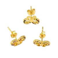 Cubic Zirconia Micro Pave Brass Earring Butterfly micro pave cubic zirconia & for woman golden Sold By Pair