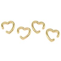 Fashion Øreringe Cuff, Messing, Heart, for kvinde, gylden, 17x17x2mm, Solgt af par