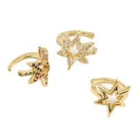 Fashion Earring Cuff and Wraps Brass Star micro pave cubic zirconia & for woman Sold By Pair