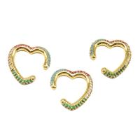 Fashion Øreringe Cuff, Messing, Heart, Micro Pave cubic zirconia & for kvinde, flerfarvede, 21x21x3mm, Solgt af par