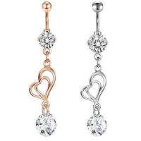 Stainless Steel Belly Ring plated Unisex & with cubic zirconia 8mm Sold By PC