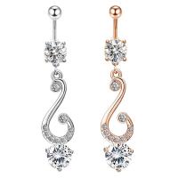 Stainless Steel Belly Ring plated Unisex & with cubic zirconia 8mm Sold By PC