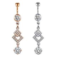 Stainless Steel Belly Ring plated Unisex & with cubic zirconia 8mm Sold By PC