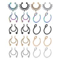 Bijoux de Piercing nez en acier inoxydable, Placage, unisexe & avec strass, plus de couleurs à choisir, 0.8x8x1.2x9mm, Vendu par fixé