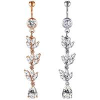 Stainless Steel Belly Ring plated Unisex & with cubic zirconia 8mm Sold By PC