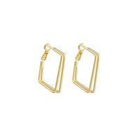 Brass Hoop Earring Rhombus plated for woman nickel lead & cadmium free Sold By Pair