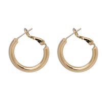 Zinc Alloy Hoop Earring, 925 Thailand sterling sølv hoop øreringe, Geometrisk mønster, guldfarve belagt, for kvinde, gylden, 20x20mm, Solgt af par