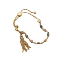 Sinc Alloy Bracelet, le cruan, tassel, dath an óir plated, do bhean, bándearg, 5mm, Fad Thart 20 cm, Díolta De réir PC