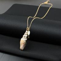 Bhlaosc Necklaces, Prás, le Farraige Shell, Shell, óir fíor plated, unisex, órga, Fad 48 cm, Díolta De réir PC