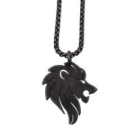 Pendentifs en titane, Acier titane, lion, pistolet noir plaqué, 20x13mm, Vendu par PC