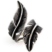 Titan Stål Cuff finger ring, Feather, olika storlek för val & svärta, Säljs av PC