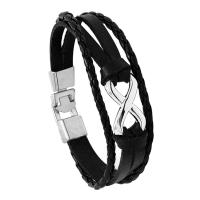 Rundsleder armbanden, Koeienhuid, met Zinc Alloy, uniseks, meer kleuren voor de keuze, 205x15mm, Verkocht door PC