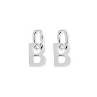 Huggie hoepel Drop Earrings, Titanium Staal, Letter B, plated, voor vrouw, meer kleuren voor de keuze, 46x19mm, Verkocht door pair