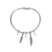 Rostfritt stål Armring, ROSTFRITT STÅL, Feather, epoxi klistermärke, för kvinna, silver, 60x3mm, Säljs av PC