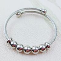 Acier inoxydable 304 bracelet manchette, Placage, pour femme, argent, 59x3mm, Vendu par PC