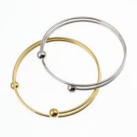 Titanium Stål Cuff Bangle, forgyldt, for kvinde, flere farver til valg, 68x2mm, Solgt af PC