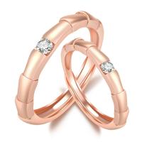 Anillos para Parejas, metal, con cúbica circonia, Bambú, chapado, unisexo & diferentes estilos para la opción, más colores para la opción, libre de níquel, plomo & cadmio, 2mm, Vendido por UD