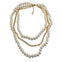 Collier de mode Multi couche, laiton, avec perle de verre, Plaqué d'or, multicouche & pour femme, couleurs mélangées, 8mm, Longueur 66 cm, Vendu par PC