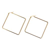 Brinco de argola de aço inoxidável de Mens, Aço inoxidável 316L, Rhombus, 18K banhado a ouro, para mulher, 36x36mm, vendido por par