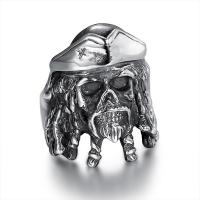 Stainless Steel Finger Ring 316L Stainless Steel Skull polished & blacken original color Sold By PC