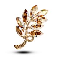 Crystal broche, Zinc Alloy, met Kristal, plated, voor vrouw & met strass, meer kleuren voor de keuze, nikkel, lood en cadmium vrij, 52x34mm, Verkocht door PC