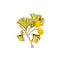 Zinc Alloy Brocher, Ginkgo blad, 14K forgyldt, for kvinde, nikkel, bly & cadmium fri, 44x33mm, Solgt af PC